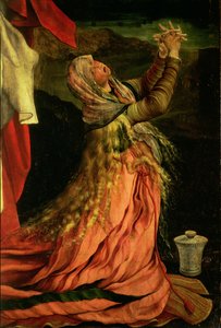 Maria Magdalena, detail van de Kruisiging van het Isenheim Altaarstuk, c.1512-16 door Matthias Grünewald
